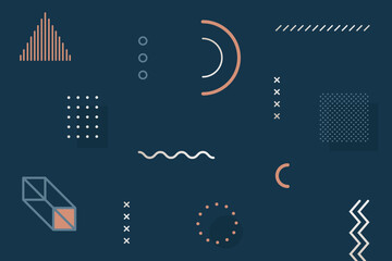 Abstract business web design set vector illustration with chart icons and number symbols