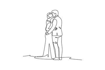 Simple continuous line draw of honeymoon idea and activity. Simple line, creativity, vector.