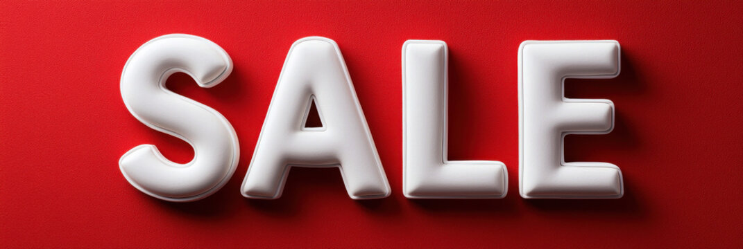 Big white sale letters on vibrant red background for clearance template - Powered by Adobe