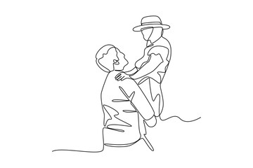 Simple continuous line draw of honeymoon idea and activity. Simple line, creativity, vector.