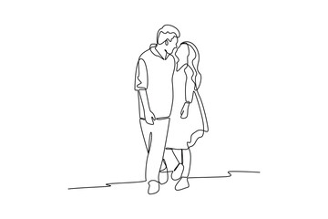 Simple continuous line draw of honeymoon idea and activity. Simple line, creativity, vector.