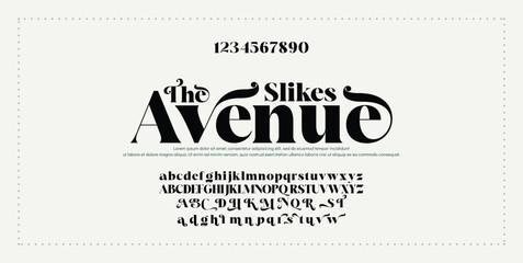 Elegant wedding logo alphabet letters font. Typography luxury classic lettering serif fonts decorative vintage retro logos and number. vector illustration