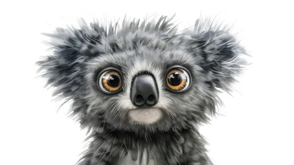 A cute koala bear portrait on transparent background
