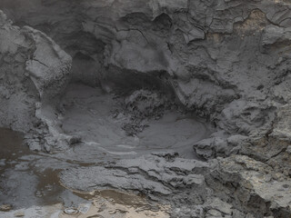 mountains and geysers in Hverir in Iceland