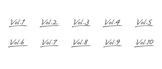 シンプルな手書きの数字セット　ボリューム/Vol.　塗りなし