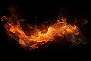 Fototapeta premium Small flame effect backgrounds fire black background.
