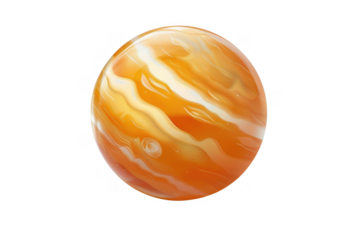 Orange swirl sphere on black on transparent background