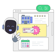 AI assistant recommending hotels and flights, Smart travel booking or planning