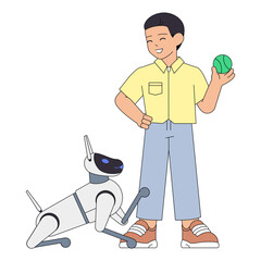 User testing AI-powered companion robot,Human interaction with smart robotic ret, Play-based training of autonomous robot