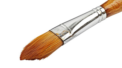 Close up of a paint brush tool on transparent background