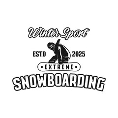 Snowboarding extreme winter sport vector design black and white