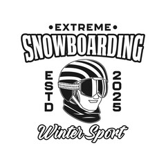 Snowboarding extreme winter sport vector design black and white
