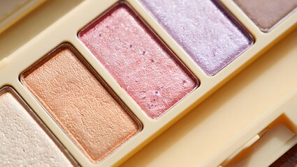 Fototapeta premium Close up of a colorful eyeshadow palette with various shades and textures for makeup application