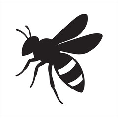 Silhouette honeybee flying insect isolated design vector Illustrator