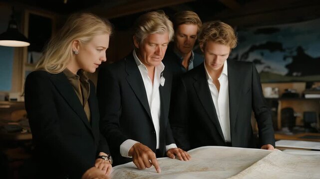 Team examining charts of stagnating residential property values, symbolizing market slowdown, city planning challenges, and data-driven financial forecasting for real estate portfolios. cinematic