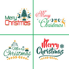 Set of Merry christmas and happy new year lettering background Vector
