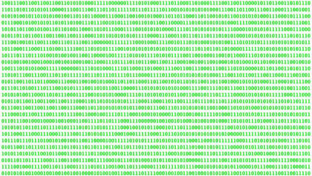 Group of green binary number system in bold style on isolate white background. PNG file, 16:9 format.