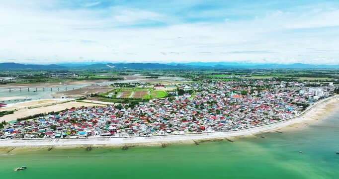 Aerial view of beautiful scenery at Thien Cam Beach - Cam Xuyen District, Ha Tinh Province, Vietnam