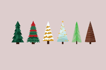 Christmas trees holiday celebration winter forest decoration seasonal festive design element vector