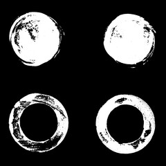 4 weisse Kreise auf schwarz - Stempel oder Pinsel Farbe