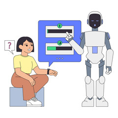 AI robot analyzing woman's health by smartwatch