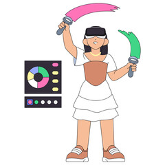 Artist drawing in VR headset