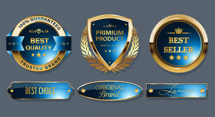 premium quality icon guarantee labels,Golden luxury labels and banners, gold best seller stamp,badge vector seal ribbons, Gold shield,best choice, original super quality sticker tags for best product 
