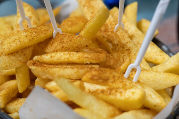 Close-Up of Specially Served Spicy Jumbo French Fries
