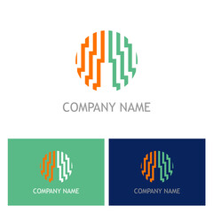 Modern abstract logo design concept featuring vertical lines arranged in a circular shape, presenting a versatile and customizable graphical element for branding purposes