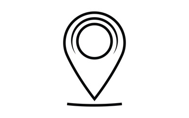 Simple outline of a location pin icon with concentric circles and a ground line