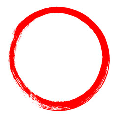 Roter Kreis unordentlich gemalt mit einem Pinsel