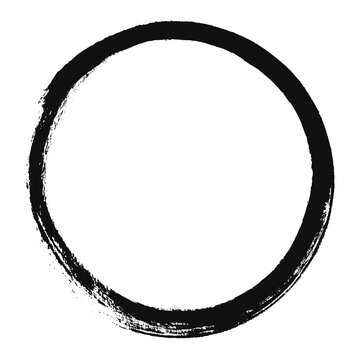 Schwarzer Kreis unordentlich gemalt mit einem Pinsel