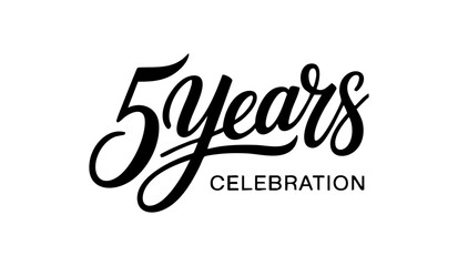 5 Years Celebration Black Calligraphy Typography Design