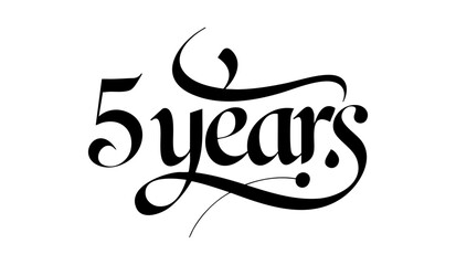 5 Years Celebration Black Calligraphy Typography Design
