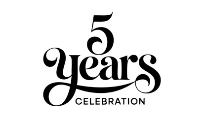 5 Years Celebration Black Calligraphy Typography Design