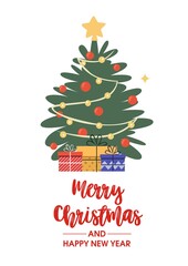 christmas card with christmas tree