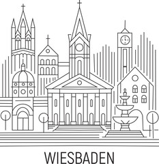 Obraz premium Wiesbaden City Line Draw Simple Minimalist