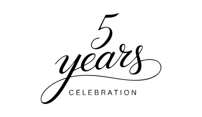 5 Years Celebration Black Calligraphy Typography Design