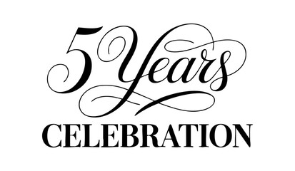 5 Years Celebration Black Calligraphy Typography Design
