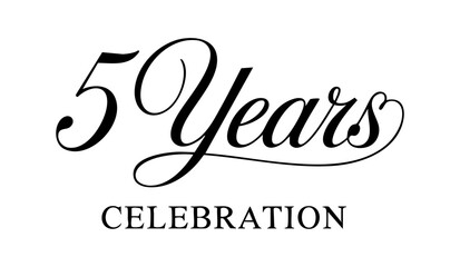5 Years Celebration Black Calligraphy Typography Design