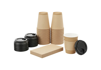 Bulk Eco Kraft Paper Cups with Lids and Sleeves Set