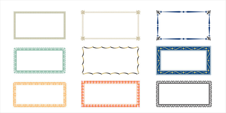 Set of vintage frames, Decorative colorful frames and borders