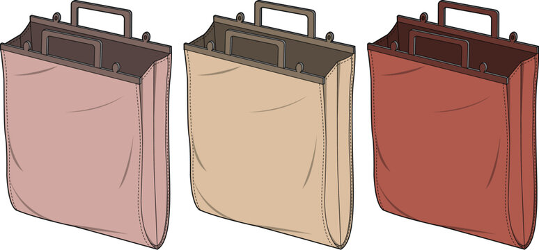 A versatile collection of three illustrated tote bags in earth tone colors, designed for portable organization and stylish storage solutions