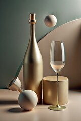 wine bottle and glass