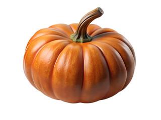 Orange pumpkin with a stem isolated on transparent background, perfect for autumn and halloween decorations
