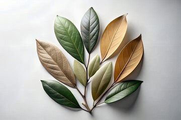 green leaves on a white background
