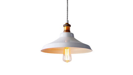 White pendant light fixture on transparent background
