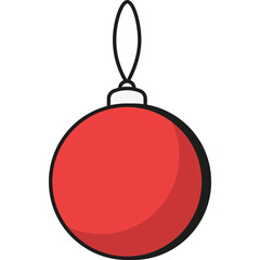 Red Christmas Tree Toys, Happy New 2026 Year, Vector Icon