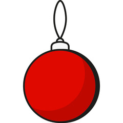 Red Christmas Tree Toys, Happy New 2026 Year, Vector Icon