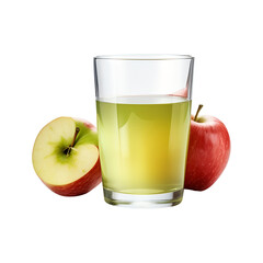 Juice apple glass, isolated on white background, realistic, studio lighting, centered, no shadow, transparent background
